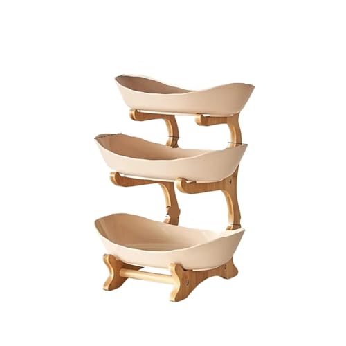 2/3 schicht Obst Platte Hause Wohnzimmer Kunststoff Snack Schüssel Kreative Moderne Getrocknete Obst Korb Bonbonniere Kuchen Stehen Salat schüssel(Beige,3 tiers) von PPQIRU
