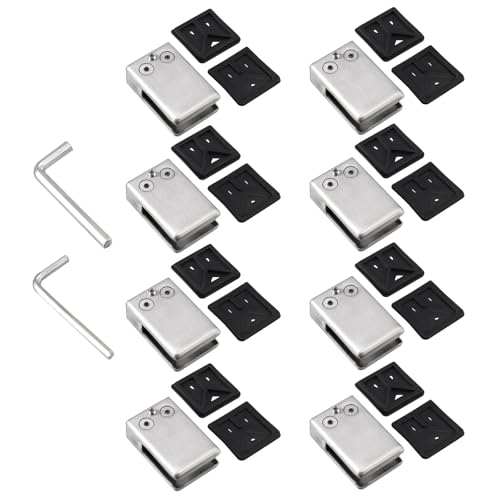 8 Stück quadratische Glasklemmen aus Edelstahl, Glasklemmen, Halterung, Clip-Halter for Handlauf mit Sechskant-Schraubendreher(L) von PPQIRU