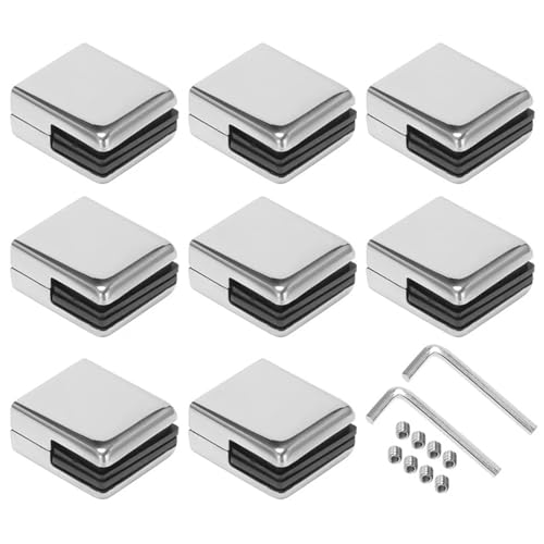 8PCS Glass Clamp 8-10MM Stainless Steel 304 Glass Clamps Adjustable Glass Bracket Flat Back For Balustrade Staircase von PPQIRU
