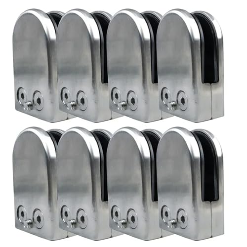8Pcs 304 Stainless Steel Glass Clamp Holder For Window Balustrade Handrail Stainless Steel Round Flat(53x33x20mm) von PPQIRU