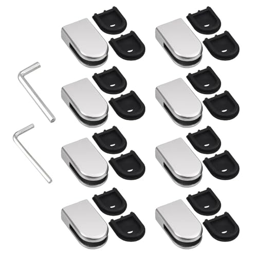 8Pcs 304 Stainless Steel Glass Clip Clamp Bracket Flat Back for Handrail Staircase 6-12mm Polished Glass Clamp(Size S) von PPQIRU