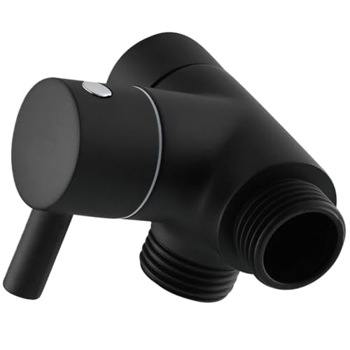 Eckventil für Wasserhähne 3-Wege-Messing-Wasserhahn-Winkelventil G1/2'' Duschumlenkventil for Handbrause und festen Duschkopf(Black) von PPQIRU