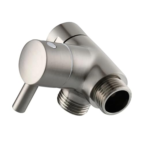 Eckventil für Wasserhähne 3-Wege-Messing-Wasserhahn-Winkelventil G1/2'' Duschumlenkventil for Handbrause und festen Duschkopf(Gray) von PPQIRU