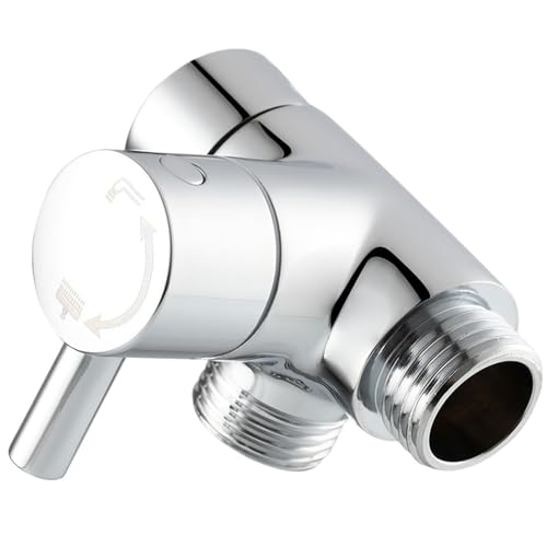 Eckventil für Wasserhähne 3-Wege-Messing-Wasserhahn-Winkelventil G1/2'' Duschumlenkventil for Handbrause und festen Duschkopf(Silver) von PPQIRU