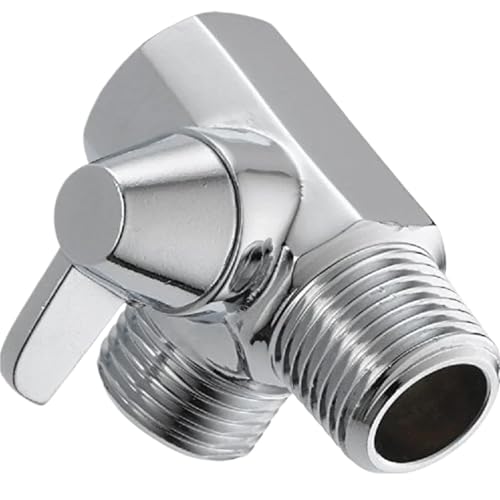 Eckventil für Wasserhähne Wasserhahn-Eckventil, 3-Wege-Umstellventil aus Messing for Handbrause oder Badewanne, T-Ventil-Adapter, Chrom von PPQIRU