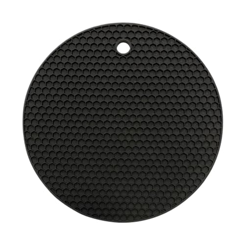 Geschirr-Isoliermatte 2 stücke Küche Töpfe Hitzebeständig Matte Mehrzweck Küche Dinge Rutschfeste Pad Topflappen Untersetzer Matten for Heiße Pfannen Untersetzer Platten Sets(Black,ROUND_18X18CM) von PPQIRU