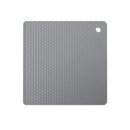 Geschirr-Isoliermatte 2 stücke Küche Töpfe Hitzebeständig Matte Mehrzweck Küche Dinge Rutschfeste Pad Topflappen Untersetzer Matten for Heiße Pfannen Untersetzer Platten Sets(Gray,SQUARE_18X18CM) von PPQIRU