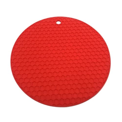 Geschirr-Isoliermatte 2 stücke Küche Töpfe Hitzebeständig Matte Mehrzweck Küche Dinge Rutschfeste Pad Topflappen Untersetzer Matten for Heiße Pfannen Untersetzer Platten Sets(Red,ROUND_18X18CM) von PPQIRU