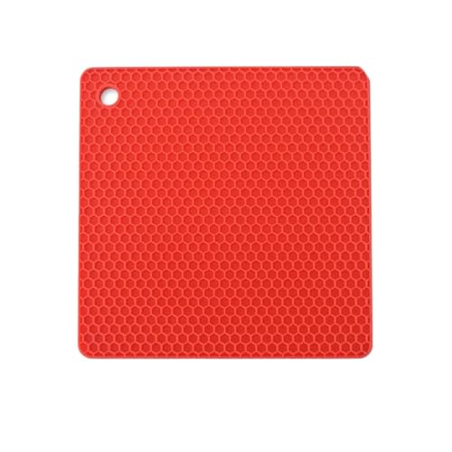 Geschirr-Isoliermatte 2 stücke Küche Töpfe Hitzebeständig Matte Mehrzweck Küche Dinge Rutschfeste Pad Topflappen Untersetzer Matten for Heiße Pfannen Untersetzer Platten Sets(Red,SQUARE_18X18CM) von PPQIRU