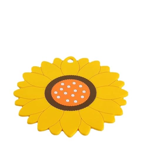 Geschirr-Isoliermatte 2 stücke PVC Sonnenblumen Heißer Topfhalter Anti-Rutsch Tasse Untersetzer Schüssel Geschirr Matte Hitzebeständig Pan Pad for Arbeitsplatte küche Zubehör(M) von PPQIRU