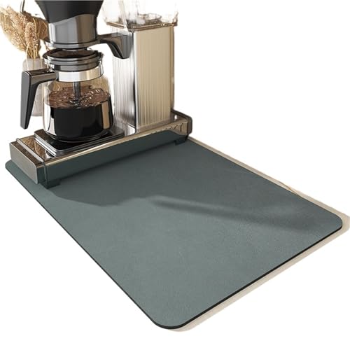 Kaffeemaschine Abtropfmatte 2 Stück Kaffeematten, Kaffee-Bar-Matten for Arbeitsplatten, saugfähig, leicht zu reinigen, Küchen-Teller-Trocknungsmatten, Arbeitsplatten-Matten(Dark grey,40cmx50cm) von PPQIRU