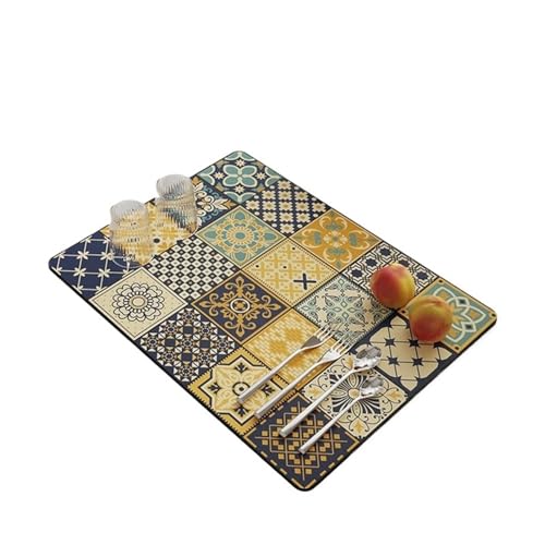 Kaffeemaschine Abtropfmatte 2 stücke Küche Ablauf Pad Polyester Abtropfgestell Waschbecken Matte Geschirr Ablassen Matten Saugfähigen Trockenen Teppich Gerichte Teppiche wohnkultur(Yellow,40X50cm) von PPQIRU