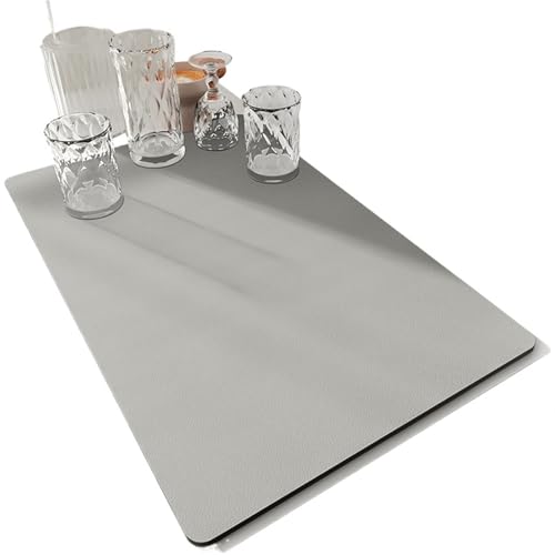 Kaffeemaschine Abtropfmatte 2 stücke Küche Teller Trocknen Matte Saugfähigen Schnell Trocknend Kaffee Ablauf Pad Geschirr Ablassen Tischset Teppich(Gray,50x80cm) von PPQIRU