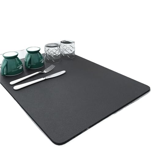 Kaffeemaschine Abtropfmatte 2 stücke Trocknen Matte Küche Saugfähigen Schnell Trockenen Ablauf Pad for Kaffeemaschine Dish Rack for Zähler Bad(Black) von PPQIRU