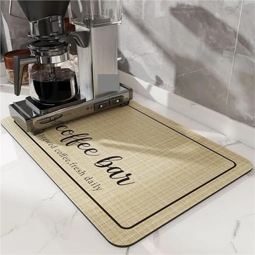 Kaffeemaschine Abtropfmatte 2PCS Kaffeemaschinen-Teppich, Keine Reinigungstechnologie, Leder-Wasserkontrollkissen, Kaffeetasse, wasserabsorbierendes Pad(Light Coffee,30x40cm) von PPQIRU