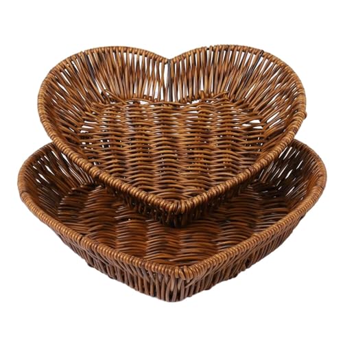 PPQIRU 2 teile/satz Gewebte Korb Nachahmung Rattan Gewebte Servierkörbe for Brot Obst Gemüse Restaurant Servieren Tabletop Display Ratt(A SET) von PPQIRU
