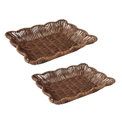 PPQIRU 2 teile/satz Gewebte Korb Nachahmung Rattan Gewebte Servierkörbe for Brot Obst Gemüse Restaurant Servieren Tabletop Display Ratt(B SET) von PPQIRU