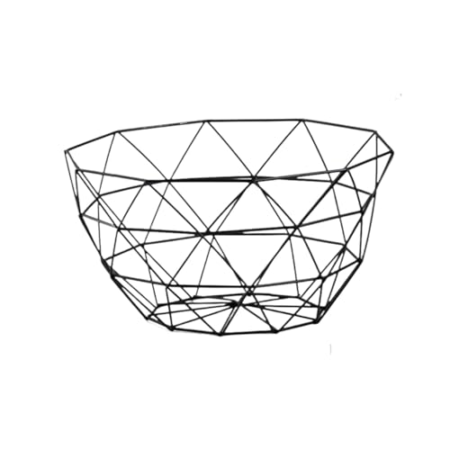 PPQIRU 27 cm Moderne Draht Snack Brot Gemüse Lagerung Schalen Küche Eier Dessert Halter Retro Organizer Metall Obst Lagerung Körbe(Black D) von PPQIRU