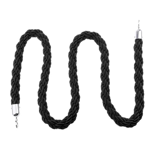 PPQIRU Absperrkordel 2 Stück Stütze Twisted Queue Rope Divider Crowd Control Barrier for Bank Station Supermarkt(Black) von PPQIRU
