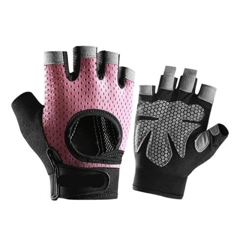 PPQIRU Fitness Handschuhe Gym Handschuhe Sport Fitness Männer Und Frauen Gewichtheben Atmungsaktive rutschfeste Silikon Halbfinger-Fahrradhandschuhe(Pink,XL) von PPQIRU
