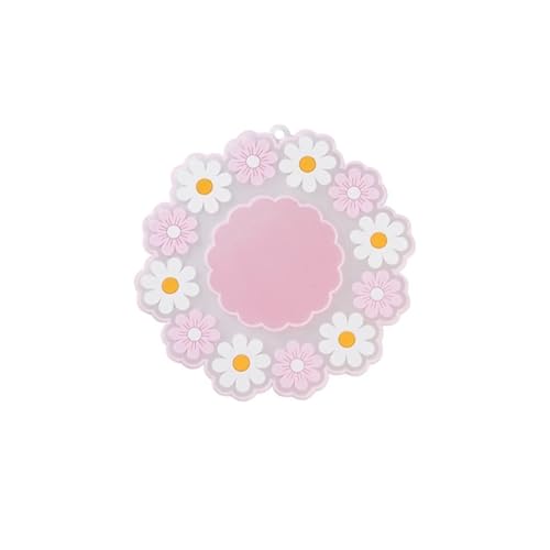 PPQIRU Geschirr-Isoliermatte 3 STÜCKE Silikon Geschirr Isoliermatte Untersetzer Wärmeisolierte Schüssel Daisy Stil Tischset Wohnkultur Desktop Teetasse Kaffeetasse Untersetzer(Pink,M) von PPQIRU