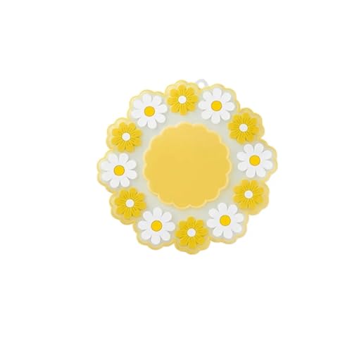 PPQIRU Geschirr-Isoliermatte 3 STÜCKE Silikon Geschirr Isoliermatte Untersetzer Wärmeisolierte Schüssel Daisy Stil Tischset Wohnkultur Desktop Teetasse Kaffeetasse Untersetzer(Yellow,L) von PPQIRU