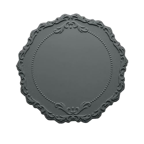PPQIRU Geschirr-Isoliermatte 4 stücke Silikon Tischset Runde Blume Kaffee Abendessen Tisch Matte Geprägte Rosa Coaster Hitze Beständig Küche Geschirr Esszimmer Matte(Light Gray) von PPQIRU