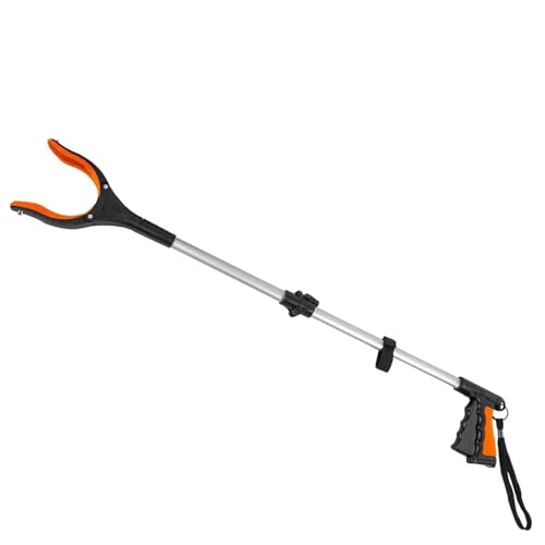 PPQIRU Greifwerkzeug mit breiter Backe, Faltbare Müllgreifer, Greifwerkzeug mit langem Griff, robuster Müllsammelstab, 109,2 cm(Orange) von PPQIRU