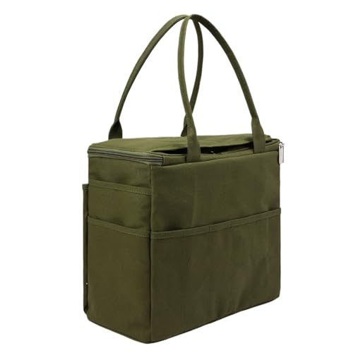 PPQIRU Große Kapazität Tote Organizer Canvas Garn Aufbewahrungstasche Solide Häkeltasche mit mehrschichtigen Taschen for Haken Stricknadeln(Green) von PPQIRU
