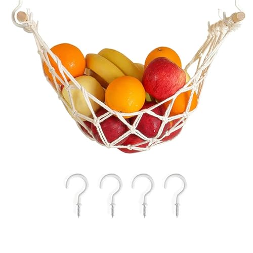 PPQIRU Handgewebtes Gemüse-Hängemattennetz unter dem Schrank, Obst-Hängekorb, Küchenaufbewahrung, Organizer, hängende Haushaltsdekoration(Style 1) von PPQIRU