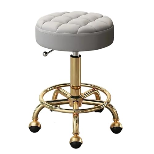 PPQIRU Hocker auf Rädern Master Chair Schönheitssalonhocker Friseurstühle mit Rädern und Rückenlehne Drehhocker mit Rädern Gewerbemöbel(Golden Grey 1) von PPQIRU