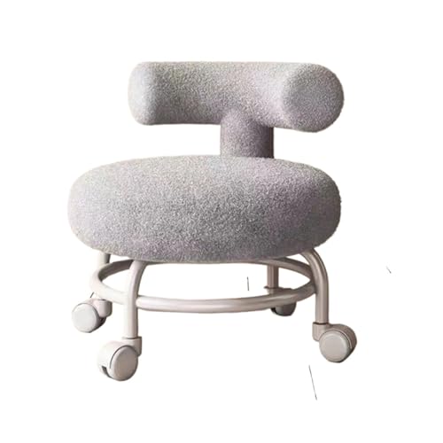 PPQIRU Hocker auf Rädern Rollhocker mit Rückenlehne, Tritthocker, Stuhlräder for Wohnzimmer(Grey) von PPQIRU