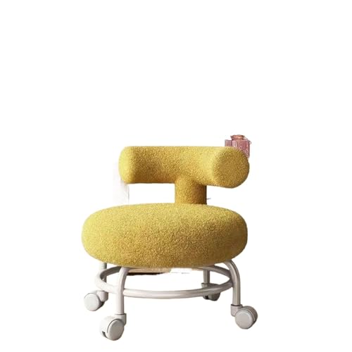 PPQIRU Hocker auf Rädern Rollhocker mit Rückenlehne, Tritthocker, Stuhlräder for Wohnzimmer(Yellow) von PPQIRU