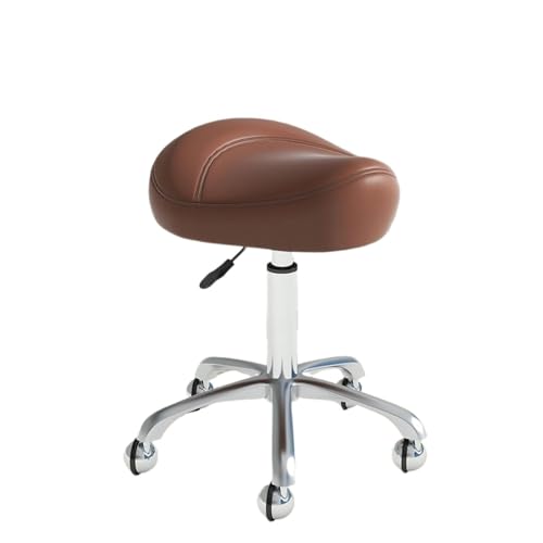 PPQIRU Hocker auf Rädern Sattelhocker Ergonomisch Mit Rädern Kleiner Bürostuhl Verstellbarer Rollstuhl for Tritthocker Barbershop Salon Home Garage Hocker(Brown) von PPQIRU