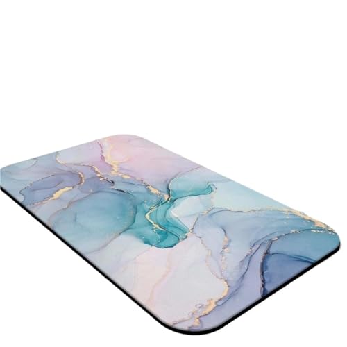 PPQIRU Kaffeemaschine Abtropfmatte 2 Stück Marmor Kaffeetasse Bügelmatte Leder Textur Trockenmatte Küchentheke Kaffeebar Abflussmatte(Blue,40 * 50cm) von PPQIRU