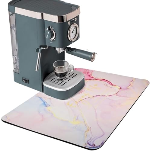 PPQIRU Kaffeemaschine Abtropfmatte 2 Stück Marmor Kaffeetasse Bügelmatte Leder Textur Trockenmatte Küchentheke Kaffeebar Abflussmatte(Pink,40 * 60cm) von PPQIRU