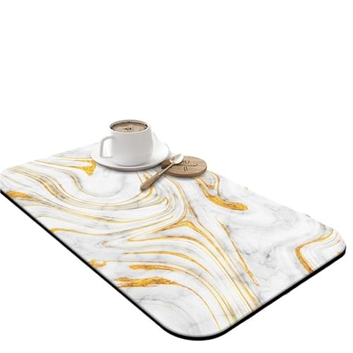 PPQIRU Kaffeemaschine Abtropfmatte 2 Stück Marmor Kaffeetasse Bügelmatte Leder Textur Trockenmatte Küchentheke Kaffeebar Abflussmatte(Yellow,40 * 60cm) von PPQIRU