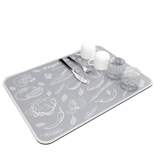 PPQIRU Kaffeemaschine Abtropfmatte 2 Stück große saugfähige Abtropfmatte for die Küche, for Kaffeeteller, schnell trocknende Badezimmer-Ablaufmatte(Grey,30x40cm) von PPQIRU
