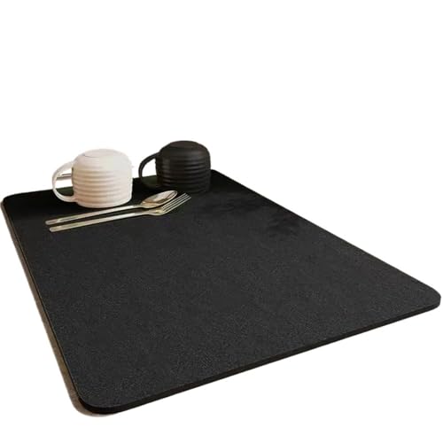 PPQIRU Kaffeemaschine Abtropfmatte 2 Stück saugfähige Kaffeeschale for die Küche, Abtropfmatte, schnell trocknende Badezimmer-Ablaufunterlage(Black,30x40cm) von PPQIRU
