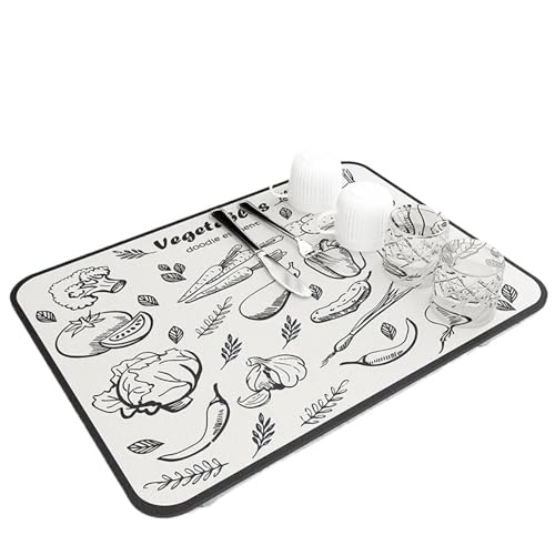PPQIRU Kaffeemaschine Abtropfmatte 2 Stück saugfähige Kaffeeschale for die Küche, Abtropfmatte, schnell trocknende Badezimmer-Ablaufunterlage(White,30x40cm) von PPQIRU
