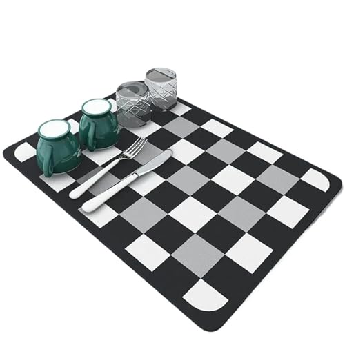 PPQIRU Kaffeemaschine Abtropfmatte 2 stücke Ablauf Pad Gummi Teller Trocknen Matte Saugfähigen Abtropffläche Matten Geschirr Flasche Teppiche Küche Tischset(Black,60x50cm) von PPQIRU