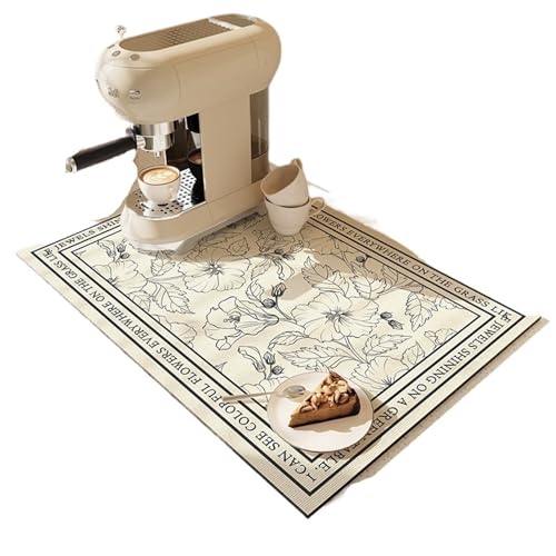 PPQIRU Kaffeemaschine Abtropfmatte 2 stücke Absorbierende Desktop Matte Kieselalgen Schlamm wasserdichte Thermische Waschen-freies Tee Tisch Bar(Beige,40x50CM) von PPQIRU