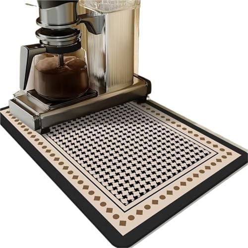 PPQIRU Kaffeemaschine Abtropfmatte 2 stücke Einfarbig Trocknen Matte Kaffee Bar Ablauf Saugfähigen Geschirr Küche Zähler Matten Tischsets for Tisch(Black A,40 * 60cm) von PPQIRU