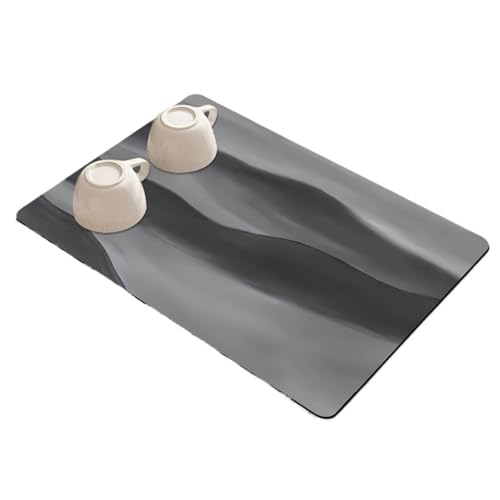 PPQIRU Kaffeemaschine Abtropfmatte 2 stücke Geschirr Kaffee Tischset Saugfähigen Küche Matte Trocknen Schnell Trocknend Bad Ablauf Pad(Black Grey,30X40cm) von PPQIRU