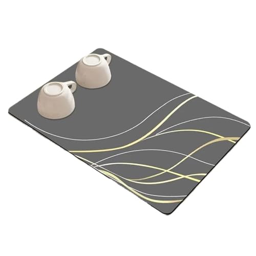 PPQIRU Kaffeemaschine Abtropfmatte 2 stücke Geschirr Kaffee Tischset Saugfähigen Küche Matte Trocknen Schnell Trocknend Bad Ablauf Pad(Grey,40X50cm) von PPQIRU