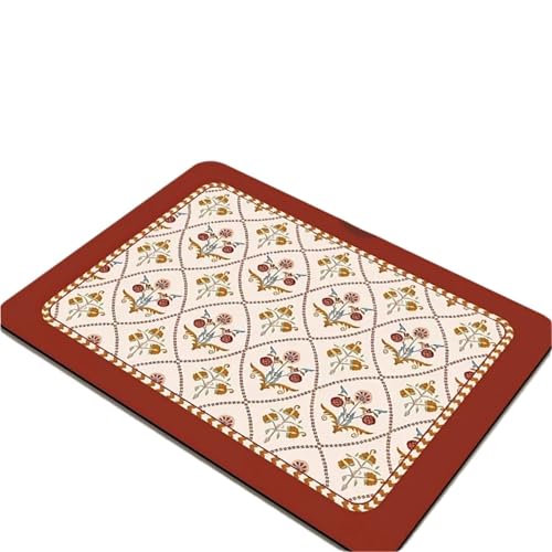 PPQIRU Kaffeemaschine Abtropfmatte 2 stücke Geschirr Trocknen Matte Gedruckt Kaffee Maschine Ablauf Pad Arbeitsplatte Saugfähigen Ablassen Tischset Tisch Home Decor(Dark red,40x50cm) von PPQIRU