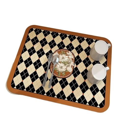 PPQIRU Kaffeemaschine Abtropfmatte 2 stücke Große Küche Saugfähigen Matte Kaffee Gericht Abtropfmatte Trocknen Schnell Trocken Bad Ablauf Pad Wasserhahn Tischset(Brown,30x40cm) von PPQIRU