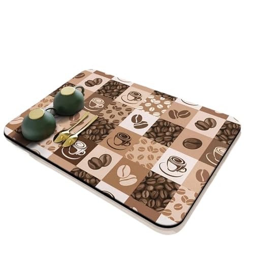 PPQIRU Kaffeemaschine Abtropfmatte 2 stücke Kaffee Tasse Trocknen Matte Saugfähigen Kieselalgen Geschirr Küche Zähler Ablauf Bar(Brown,40 * 50cm) von PPQIRU