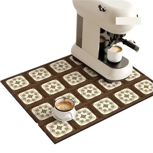 PPQIRU Kaffeemaschine Abtropfmatte 2 stücke Kaffeemaschine Matte Teller Trocknen Matten for Küche Ablassen Pad Schnell Trocknend Geschirr Tischset Waschbar(Deep Brown,30x40cm) von PPQIRU