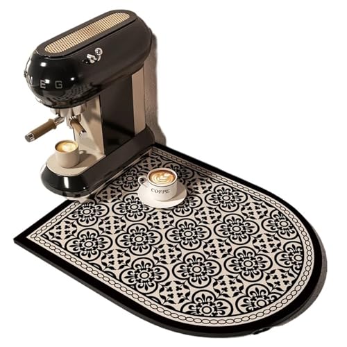 PPQIRU Kaffeemaschine Abtropfmatte 2 stücke Kaffeemaschine Matte Wasserdicht Küche Teller Trocknen Matten Saugfähigen Ablauf Pad Schnell Trocknend Geschirr Wasserhahn Teppich(Black,50x80 cm) von PPQIRU